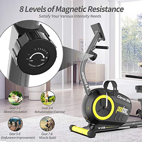 pooboo-Lieger-Heimtrainer-stationaere-Fahrraeder-Liegeraeder-magnetischer-Widerstand-Indoor-Radfahrrad-mit-Monitor