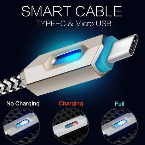 USB 3.1 Nylon Braided Lights LED Micro USB Cable Android Sync Data Cable Type-C Fast Charging Cables Phone (type-c)