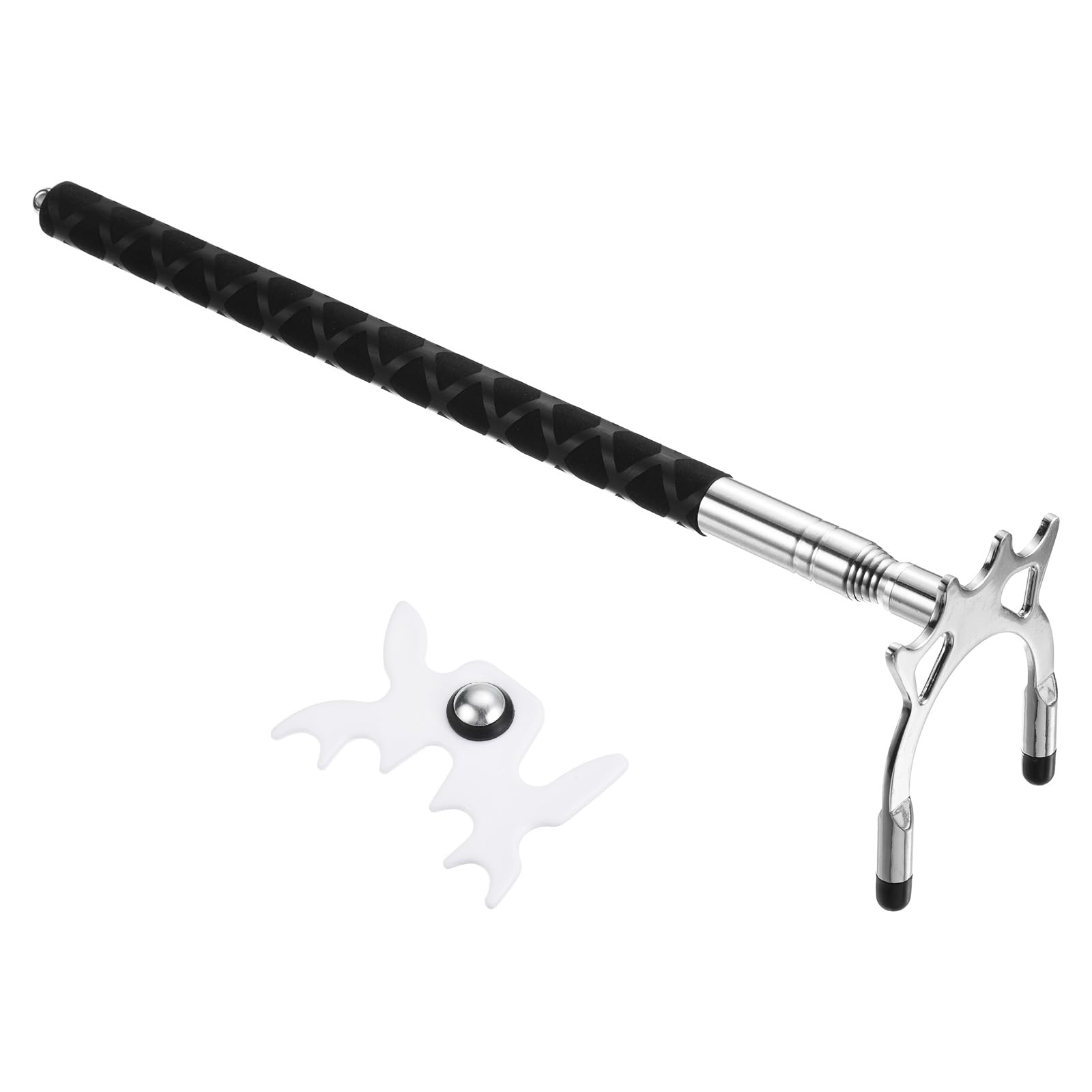 PATIKIL Retractable Billiards Cue Stick Bridge, Silicone Pool Cue Accessory with Removable Metal High Bridge Head for Pool Table Competition, Silver/White