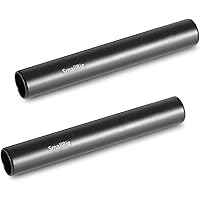 SMALLRIG 4 Inches (10 cm) Black Aluminum Alloy 15mm Rod with M12 Female Thread, Pack of 2-1049