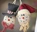 Package of 6 All Natural Burlap Snowman Face Ornaments for Holiday Decorating and Embellishing
