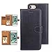 TabPow iPhone 7 Case, Genuine Leather Wallet Case - Flip-Out 5 Card Slot Holder - Slim Fit for iPhone 7 / iPhone 8 (4.7 Inch), Black