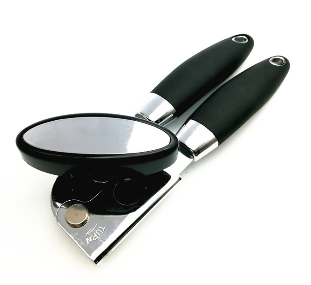 ixaer Strong Stainless Steel Can Opener With TPR Handle, Canned Tool, Multi-functional Rubber Handle Opener, Smooth Edge and Heavy Duty, Build in Durable Bottle Opener and Lid Lifter