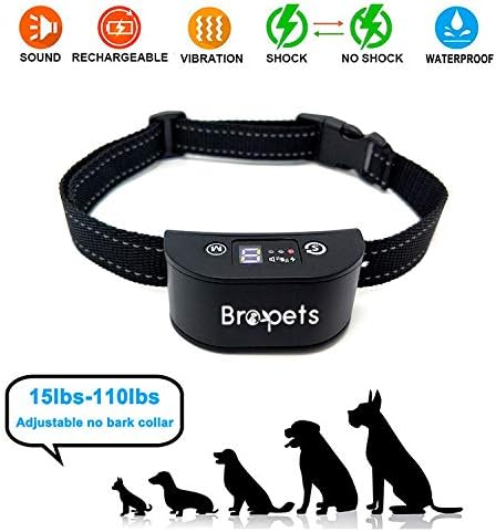 Bark Training Collar for Small, Medium and Large Dogs - No Harm Shock, Beeping and Vibrant Modes - Rechargeable, Waterproof, Automatic Activated and Safe Anti Barking Device - Indoor Bark Control
