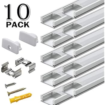 Starlandled 10-Pack Aluminum Channel for LED Strip Lights Installation,Easy to Cut,Professional Look,U-Shape LED Cover Diffuser Track with Complete Mounting Accessories for Easy Installation