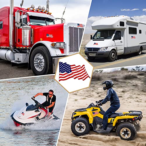 3PCS American Flag Sticker Decal Vinyl - Waving USA American Flag Reflective Stickers psler Waterproof Self Adhesive Car Decal for Mailbox, Bumper, Car Window, Trucks Sticker