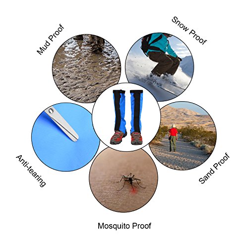 Hfuear Hiking Gaiters, Breathable Waterproof Walking High Leg Gaiters High Leg Gaiters Boot Shoes Cover for Research Climbing Fishing Hunting Trimming Grass-Blue