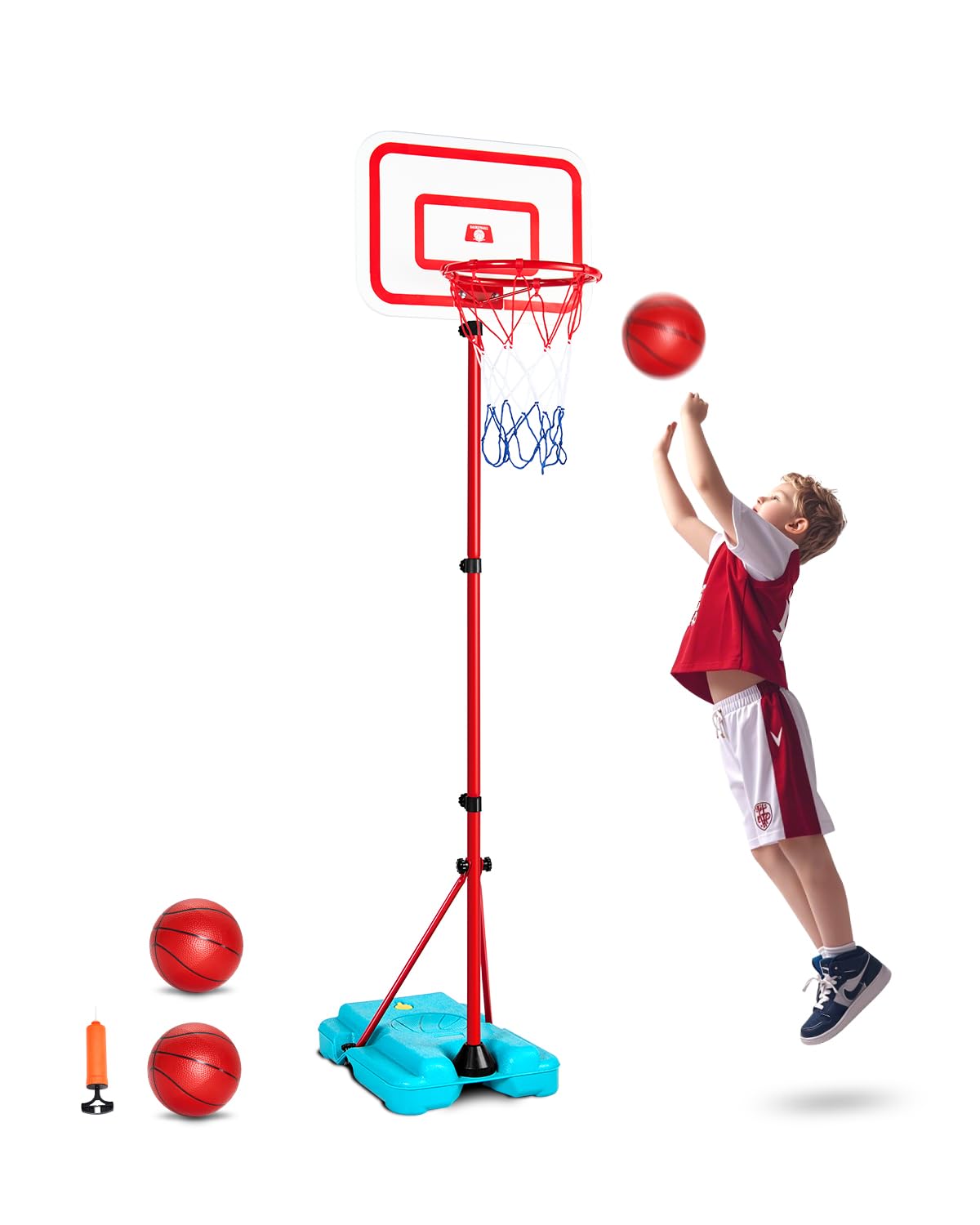 Photo 1 of VEVOR Kids Basketball Hoop, Height Adjustable, Portable Basketball Court with Fillable Base, Indoor and Outdoor Backyard Sport Game, Toddler Basketball Toys for Kids 3-8 Years Old, Boys and Girls