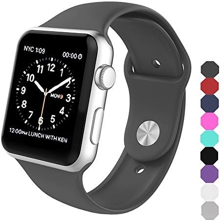 Sxciw Apple Watch Band, Soft Silicone Sports Replacement Wristband for Apple Watch (Dark Gray, 42mm-M/L)