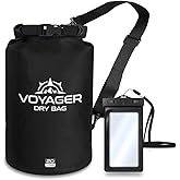 EcoGear FX Heavy Duty Waterproof Dry Bag Voyager - Durable Roll Top Compression Bag - Kayak Accessories, River Rafting, Boating, Traveling, Beach - Phone Case Included - 20L