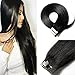 20 Inch Tape in Hair Extensions Remy Human Hair #01 Jet Black Long Straight Hair Seamless Skin Weft Invisible Double Sided Tape 20pc/pack 30g +10 Free Tape Bonds