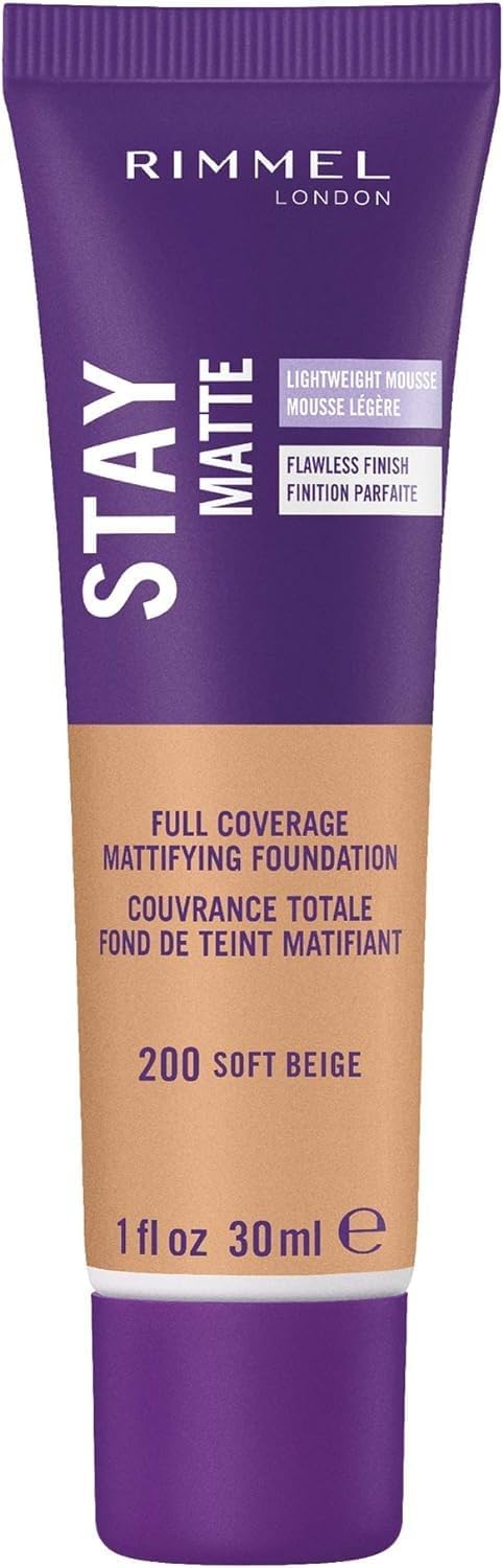 Rimmel London Stay Matte Liquid Mousse Foundation Soft Beige Oil-Free Coverage