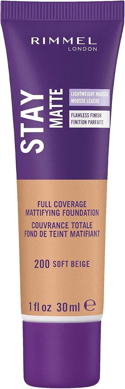 Rimmel London Stay Matte Liquid Mousse Foundation Soft Beige Oil-Free Coverage