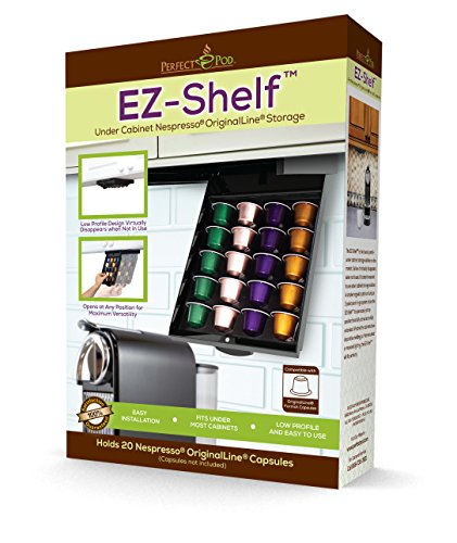 EZ-Shelf Coffee Pod Holder for Nespresso Original Line Pod Capsules | Under Cabinet, Storage Drawer EZ-Shelf Coffee Pod Holder for Nespresso Original Line Pod Capsules | Under Cabinet, Storage Drawer