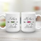 Father of the Bride and Mother of the Bride Wedding Gift Mug Set, 2 15 oz Coffee Mugs