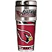 NFL Arizona Cardinals Metallic Travel Tumbler, Stainless Steel and Black Vinyl, 16-Ounce