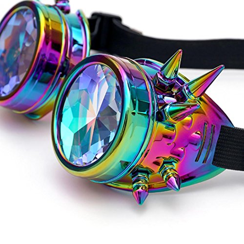 Hometom Kaleidoscope Colorful Glasses Rainbow Lens Prism Diffraction Sunglasses for Cosplay Party (Multicolor)