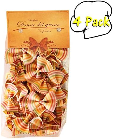 Italian Donne Del Grano Rainbow Bowties (Farfalle Arcobaleno) Natural Colored Pasta, 8.8 Ounces, 4 Per Case