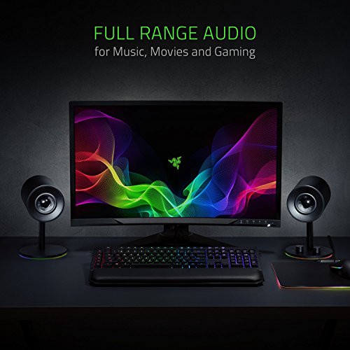 razer nommo chroma - altavoces de computadora, puertos de graves traseros para juegos de rango completo e inmersión de sonido - controladores de fibra de vidrio tejidos personalizados de 3 pulgadas 