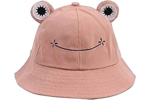 JFAN Lovely Frog Fishermen Hat Bucket Hat Summer Cotton Bucket Sun Hat Women Children Wide Brim Fisherman Cap