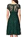 Noctflos Women's Emerald Green Lace Contrast Bow Cocktail Party Casual Flare Dress