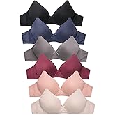 Womens 6 Pack of Everyday No Wire Full Cup Bra (4400PN1, 34B)