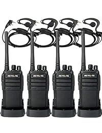 Retevis RT21 Walkie Talkies Radio 3000mAh FRS Radio de 16 canales UHF Radio bidireccional VOX recargable de 2 vías con auricular (paquete de 4)