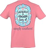 Simply Southern Women's Preppy Sunshine Party Pink Tee (Small)
