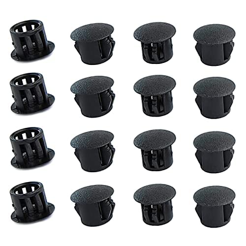 Qrity 20 PCS Plastic Button Plugs, 12mm Round Drill Hole Cover Caps, Snap on Type, Furniture Hole Caps, Black, for Cabinet Desk Table Chair Cupboard Wardrobe — image 1