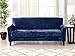 Great Bay Home 2 Piece Modern Velvet Plush Strapless Slipcover. Stretch Furniture Cover. Sorrento Collection (Sofa, Navy - Solid)