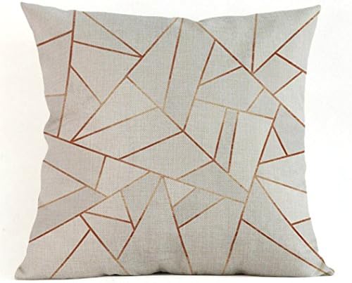 Quistal Pillow Case Home Decor Geometric Throw Pillowcase Cotton Linen Sofa Couch Chair Waist Cushion Cover Decorative Insert Not Included (A)