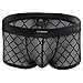 iiniim Men's Sexy Soft Underwear Gridding Sheer Transparent Brief Boxer Trunks Panty