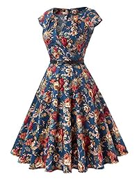 Roosey - Vestido de cóctel para mujer, estilo retro de los años 50, cuello en V