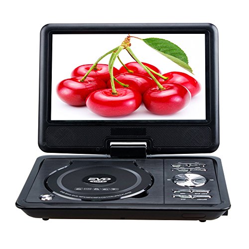 98-LCD-Screen-Portable-DVD-Player-with-Leather-Case-Holder-Car-Headrest-Mount-BlackBlack