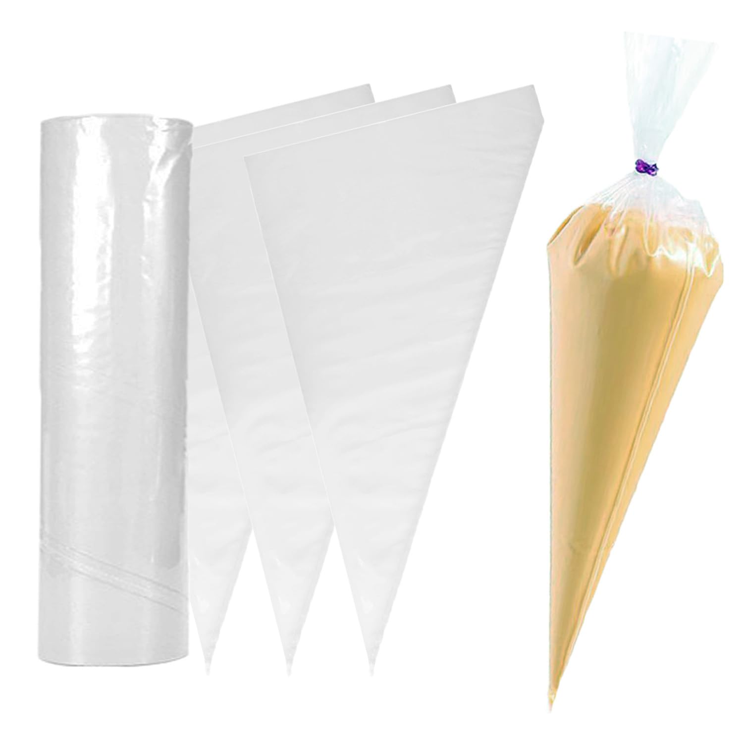 Extra Large Piping Bags - 21inch, 50 Pack Clear Disposable Icing Bags, PE Tear-Proof Strong Icing Bags Thick, Easy Piping Bag for DIY Cake & Cookies (52×25cm, Clear)