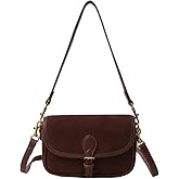 TYATVS Brown Suede Bag for Women, Burgundy Fall Wine Purse, Trendy Small Crossbody Bag Satchel