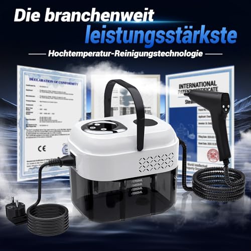 Double Control Steam Cleaner Handheld 1.8 L, US HSD Technology - 99.99% Sterilisation Rate, Graphene Heating Technology - Heats in 8S, Steam Cleaner is 4 m, Suitable for All Applications