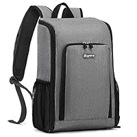 Bagmine Insulated Cooler Backpack, 17 Liter Foldable Lunch Backpack with Cooler, Lightweight, Waterproof Thermal Cooler Bag for Picnic, Hiking, Beach, Park, Gray