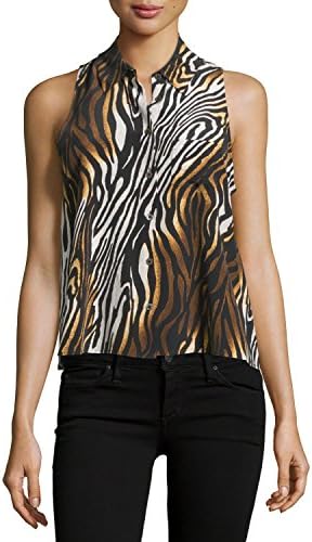 Equipment Femme Mina Sleeveless Silk Blouse, Marshmallow/Bronze, XS