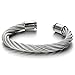 COOLSTEELANDBEYOND Large Elastic Adjustable Steel Cuff Bangle Bracelet for Men Women Silver Color
