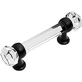 Cosmas 6393FB-C Flat Black with Clear Glass Cabinet Handle Pull - 3" Inch (76mm) Hole Centers