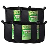 VIVOSUN 5-Pack 25 Gallon Plant Grow Bags, Premium Series 300G Thichkened Non-Woven Aeration Fabric Pots w/Handles - Reinforced Weight Capacity & Extremely Durable (Black)