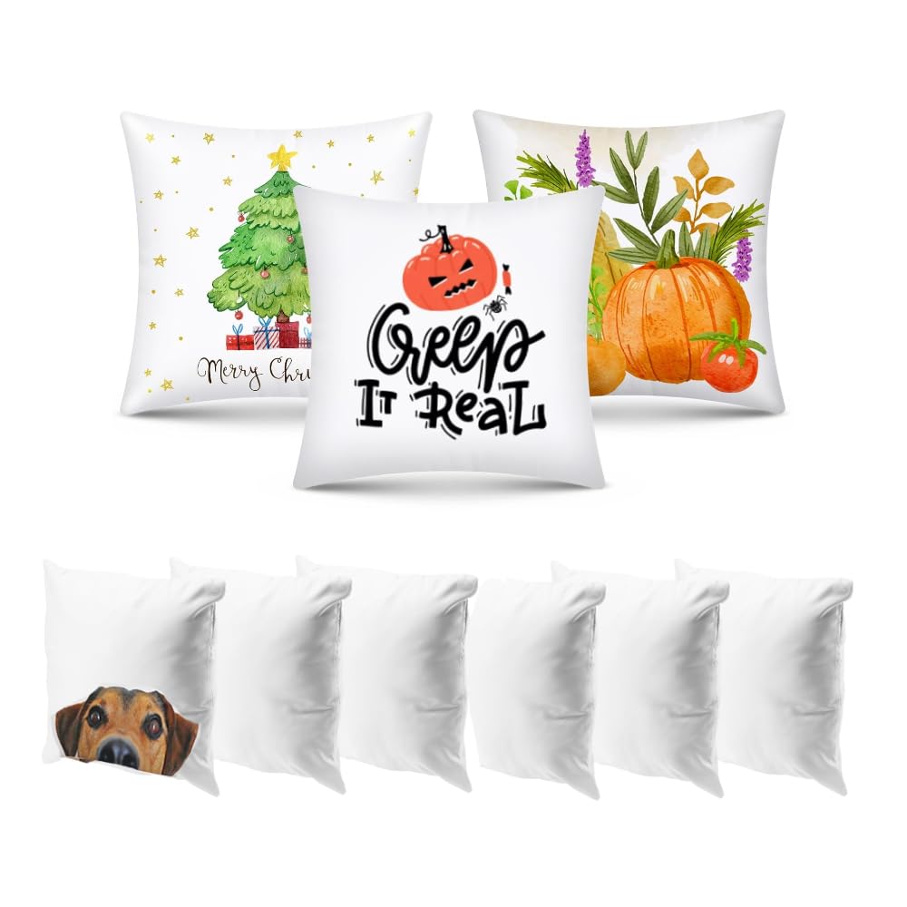 Kopinma White Cushion Covers 40X40 Sublimation Blanks Pillow Case for Heat Transfer DIY Gift 10Pcs