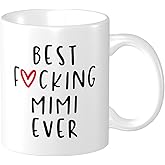 Wisedeal Funny Mimi Coffee Mug, Best Mimi Grandma Christmas Birthday Gifts for Grandma Mom Aunt Mothers Day Present Tea Cup from Grandchildren Granddaughter Grandson Ceramic White 11 Oz