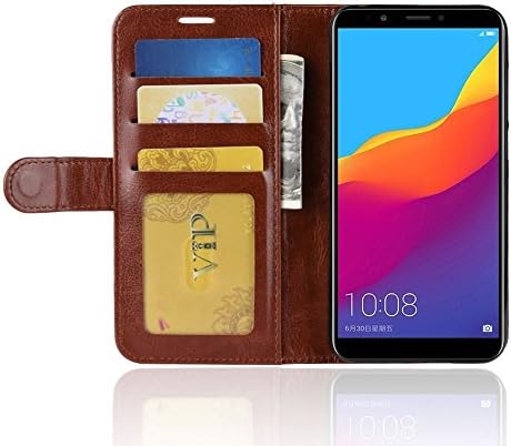 DISLAND Huawei Honor 7A/Y6 2018 Case [Smooth][Card Slot] Flip PU Leather Phone Wallet Cover Case for Huawei Honor 7A/Y6 2018,Brown