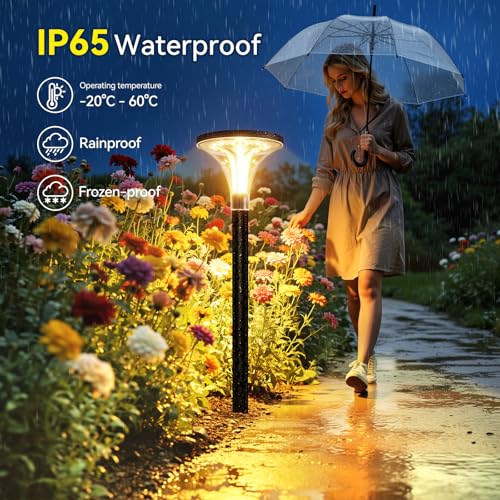 TuyLuxe 200 Lumens Extra Bright Solar Lights for Outdoor Garden Standing, 3000 K Warm White Solar Lights with 2000 mAh Battery, Garden Decoration with IP65 Waterproof for Outdoors, Patio, Balcony