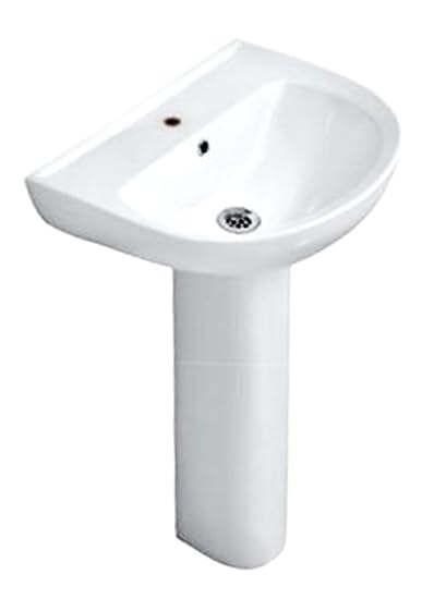Clayware Porcelain Wash Basin With Full Pedestal White 56 Cm X