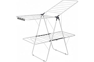 Heavy Duty Foldable Steel with White Powder Coating Dry Rack Laundry Rack, Free-Standing Indoor Airer Gullwing Clothes Drying