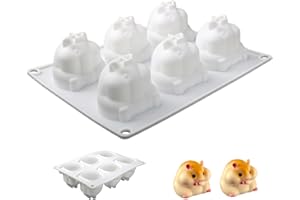 6-in-1 Hamster Silicone Molds, Cute Silicone Molds Chocolate Mousse Cake Mold Easy Release Multi-Purpose for Craft Soap Squee