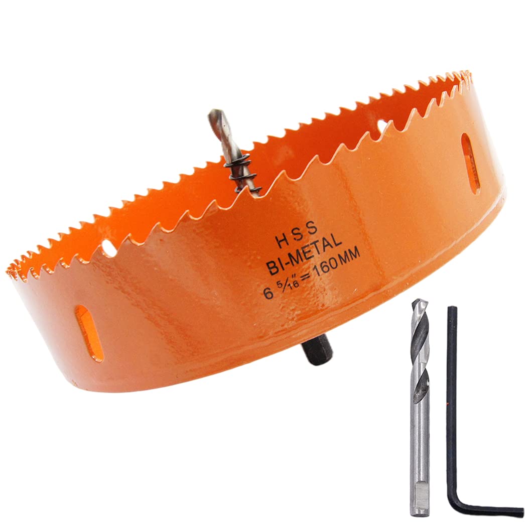 Hole Saw 160mm LAIWEI Hole Cutter, with 1 Drill and 1 Hex Key for Drilling Wood, PVC, etc., Drilling Tools 6-2/7 inch — image 1